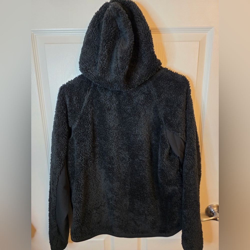 Nike Hoodie Womens Black Sherpa Fleece Training Pullover Fuzzy AR7404 Size Small - Picture 8 of 8